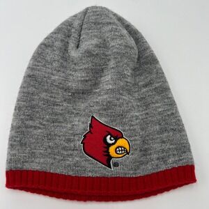 Adidas Louisville Cardinals Knit Beanie Hat One Size Fits All Gray Red